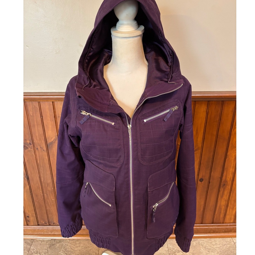 Burton Womens DryRide Purple Full Zip Snowboarding Ski Jacket Pockets Hooded M